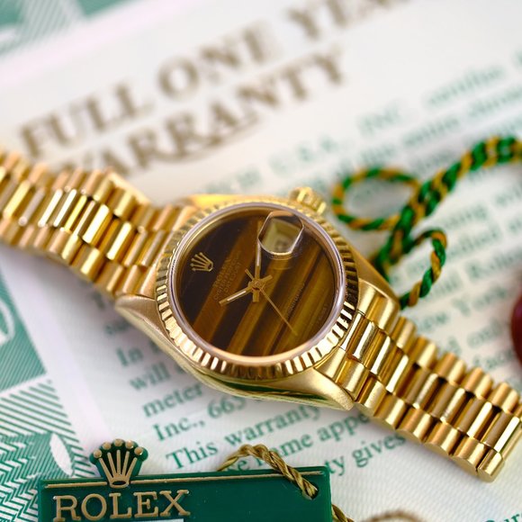 Rolex Ladies Datejust Factory Wood Dial 18K Gold - Picture 5 of 13
